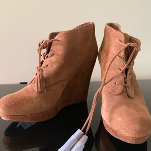 Jessica Simpson - Tan Leather Wedge Heeled Booties